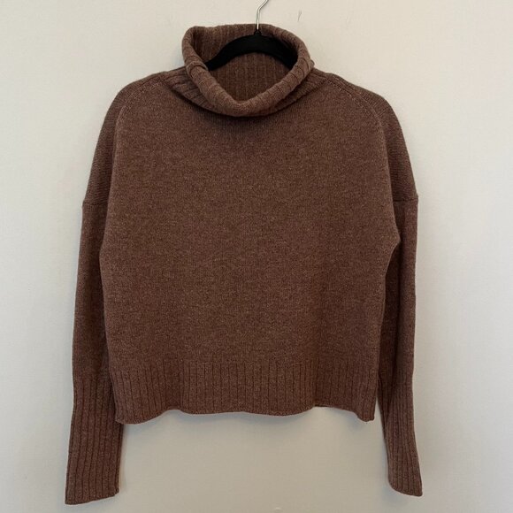 H by Halston Cashmere and Merino Wool Blend Taupe Turtleneck Sweater, Size Small - Picture 6 of 10